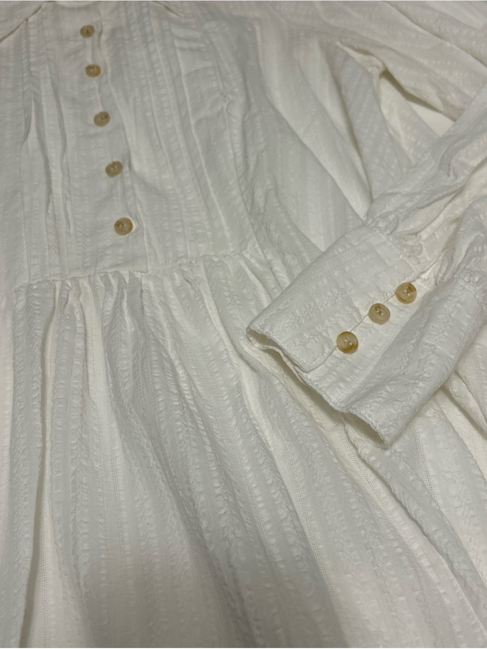 free people womens white ruffle long sleeve flowy summer mini dress small - Picture 7 of 8